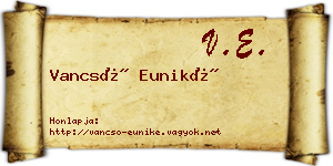 Vancsó Euniké névjegykártya